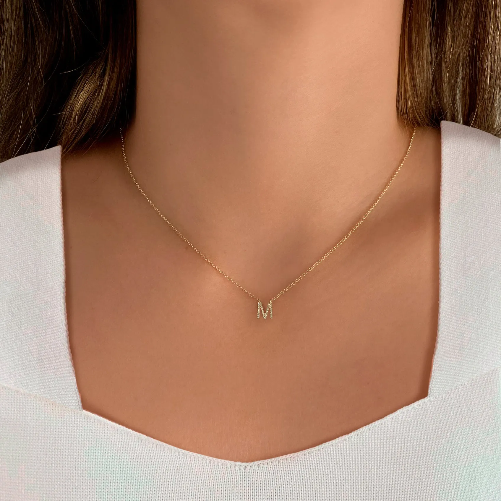 Uppercase Pave Initial Necklace