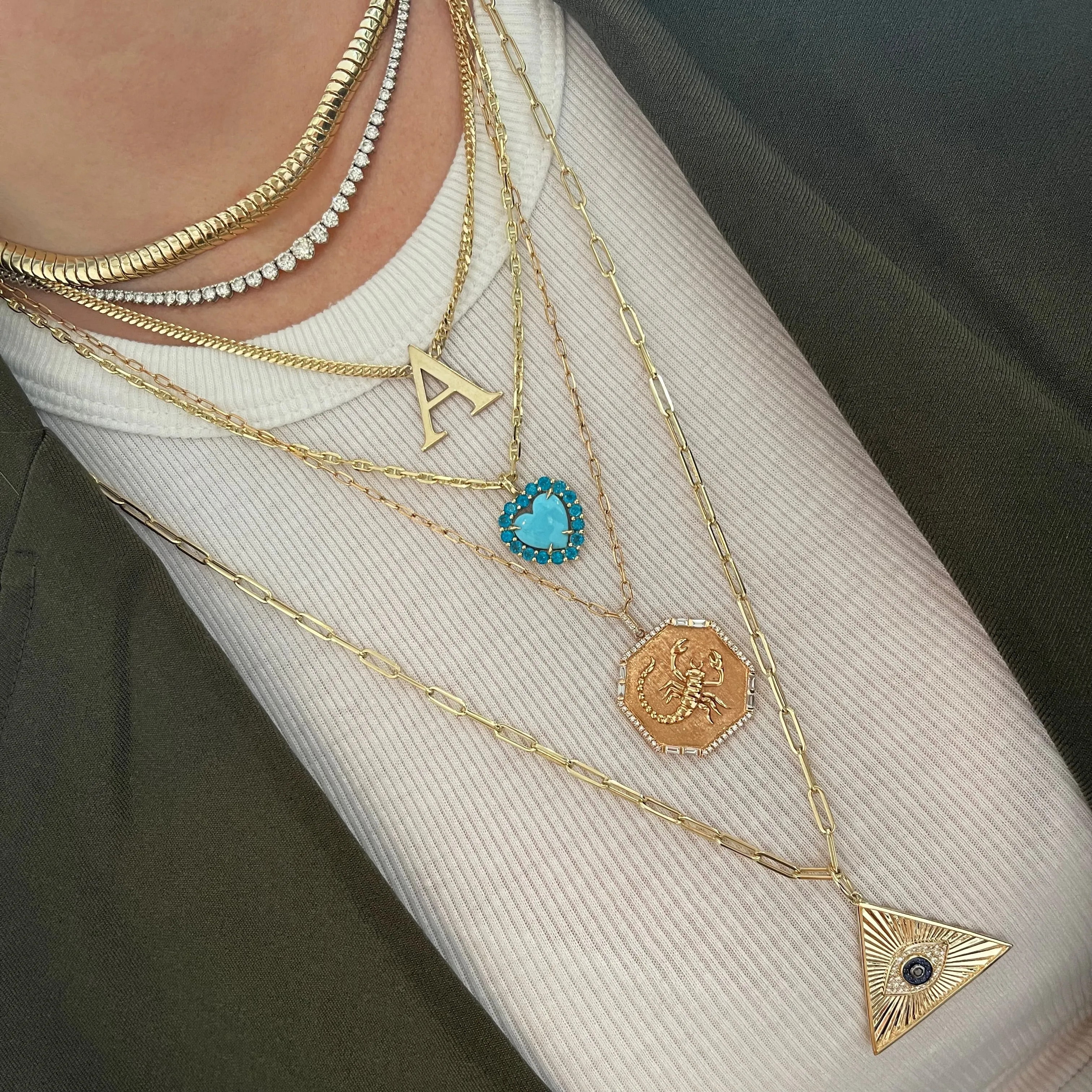 Uppercase Roman Times Initial Necklace