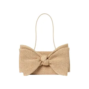 VALERIE NATURAL WOVEN BOW CLUTCH