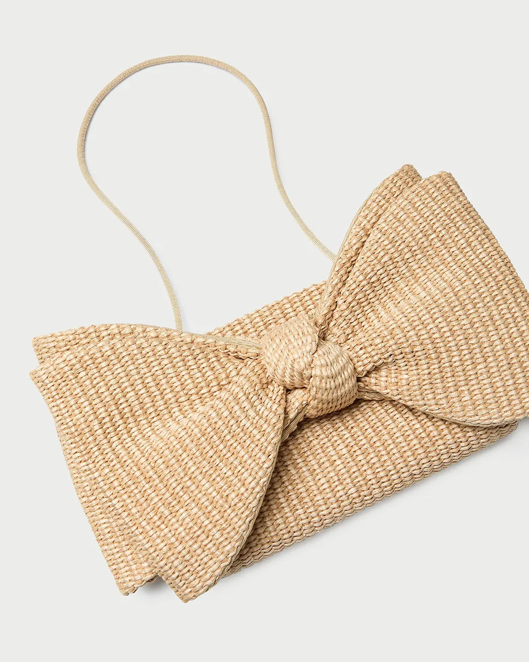 VALERIE NATURAL WOVEN BOW CLUTCH