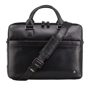 Victor 13" Leather Laptop Briefcase- Black
