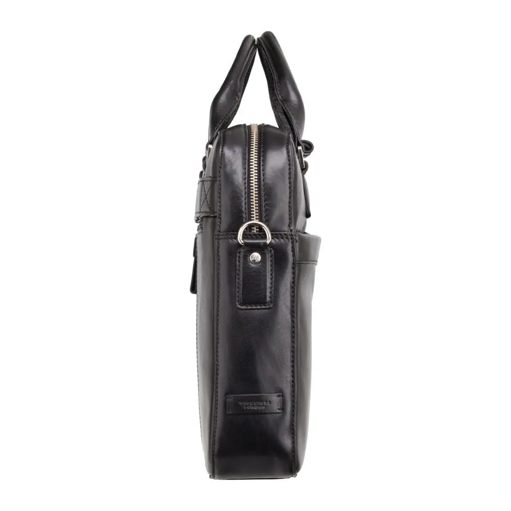 Victor 13" Leather Laptop Briefcase- Black