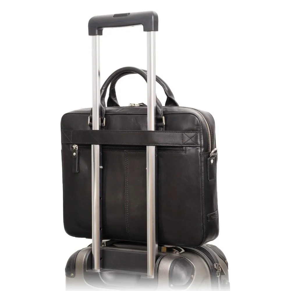 Victor 13" Leather Laptop Briefcase- Black