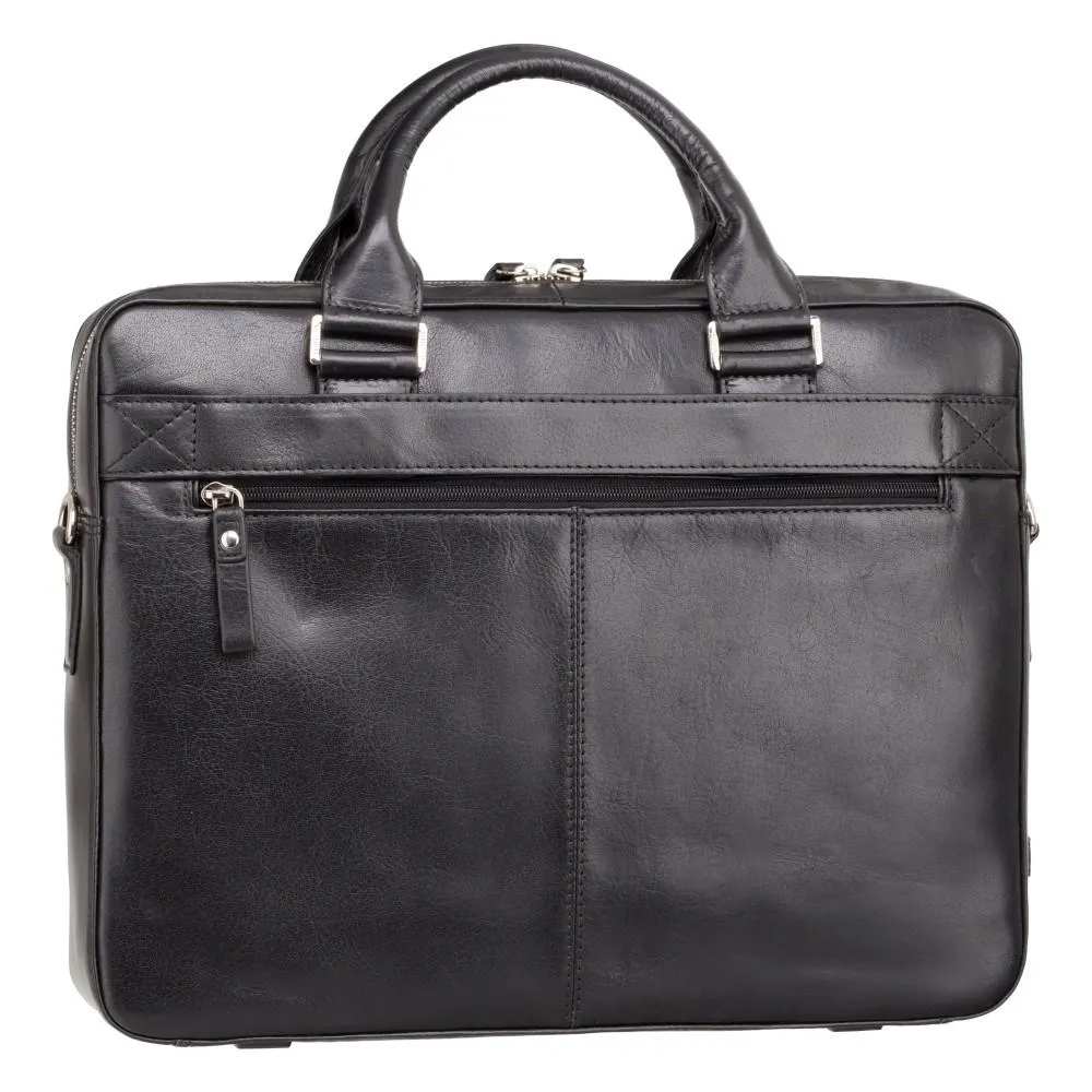 Victor 13" Leather Laptop Briefcase- Black