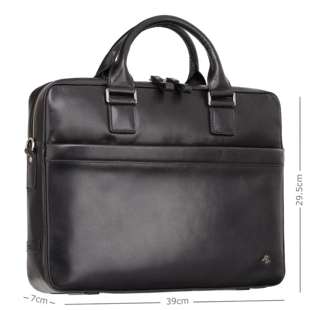 Victor 13" Leather Laptop Briefcase- Black