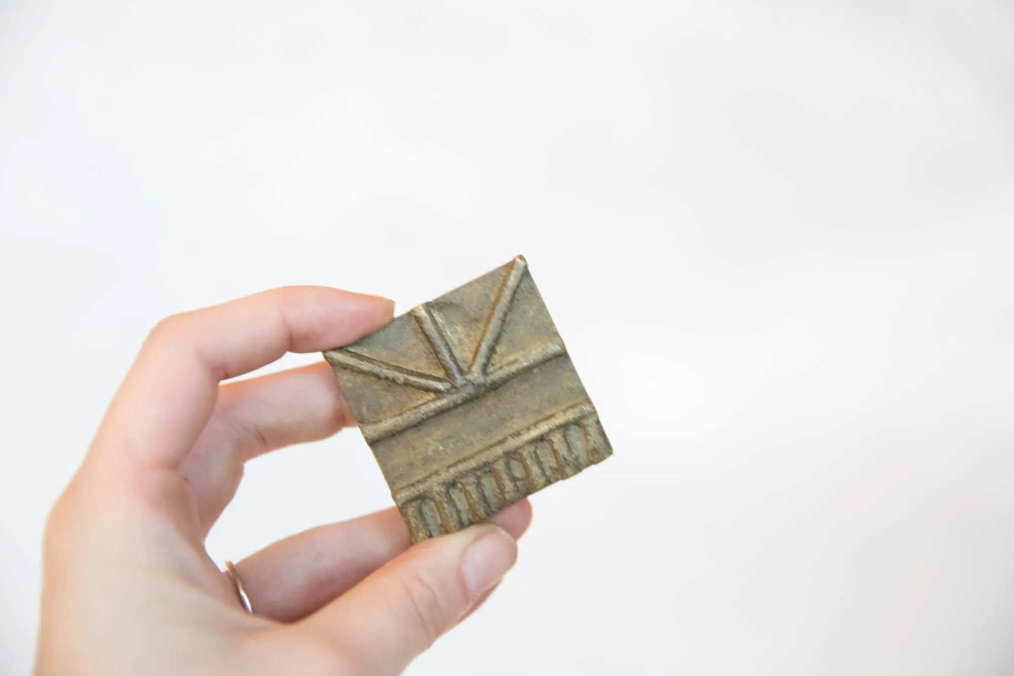 Vintage African Square Bronze Coin