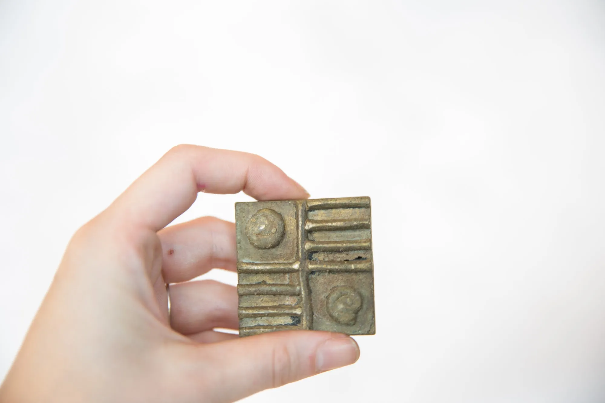 Vintage African Square Bronze Coin