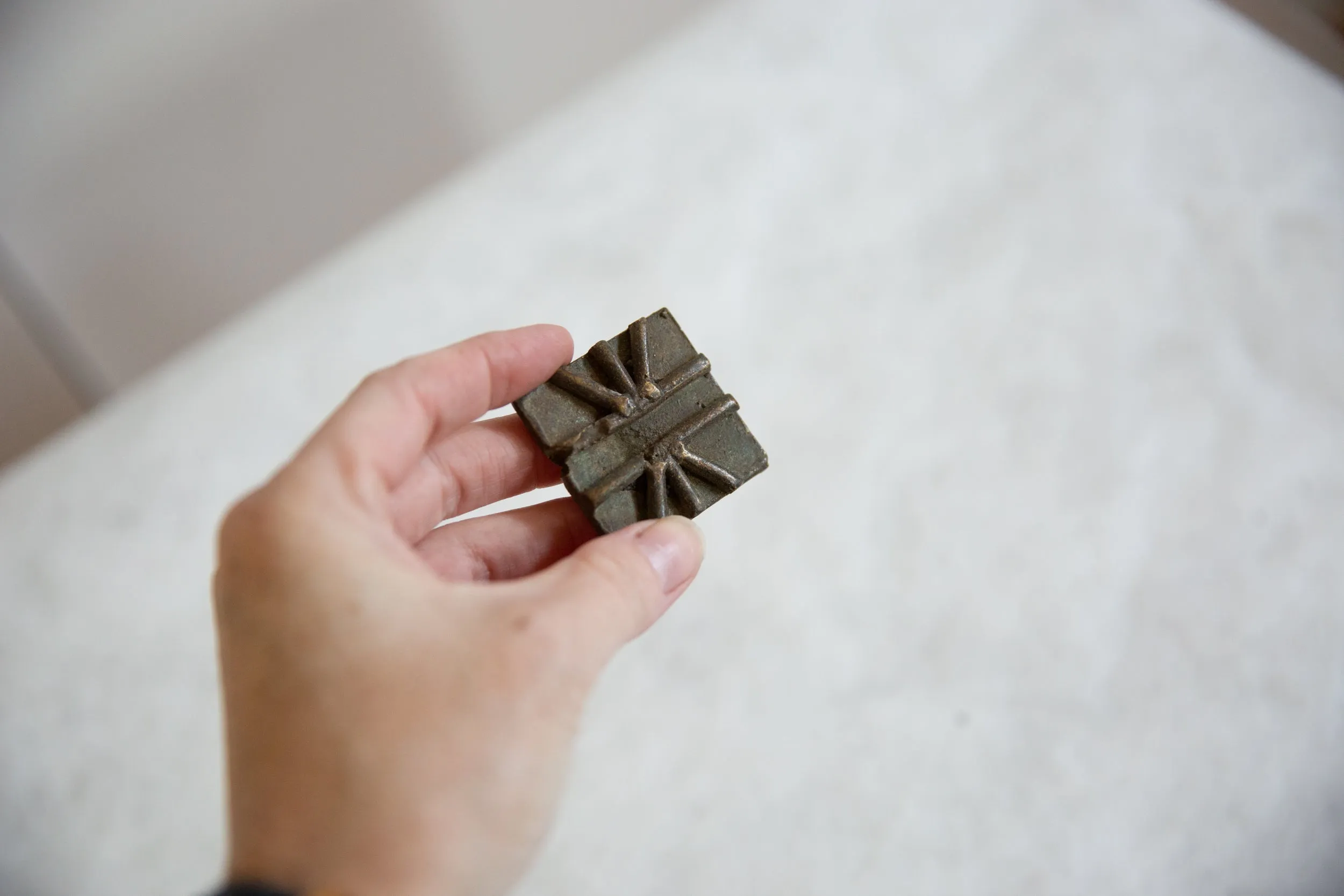 Vintage African Square Bronze Coin