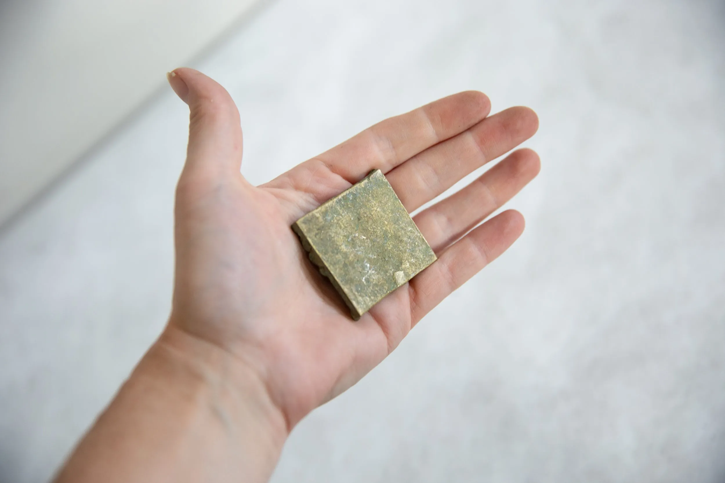 Vintage African Square Oxidized Bronze Coin