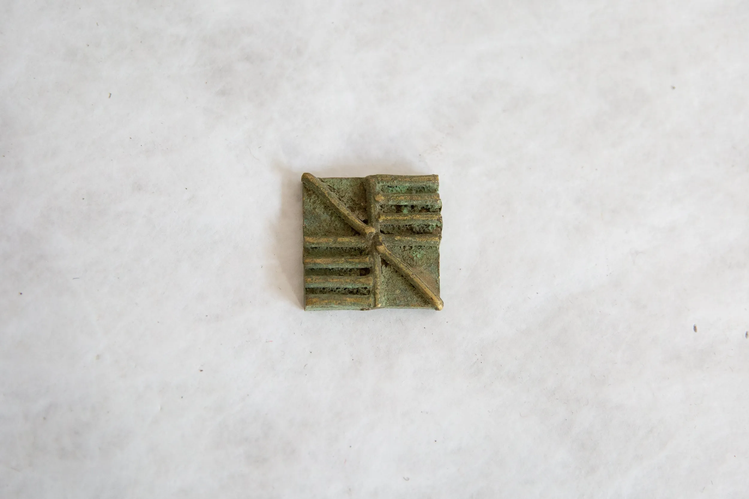 Vintage African Square Oxidized Bronze Coin