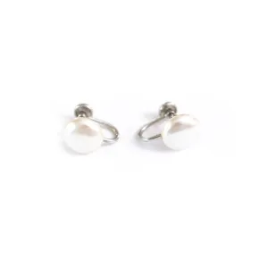Vintage Button Pearl Earrings