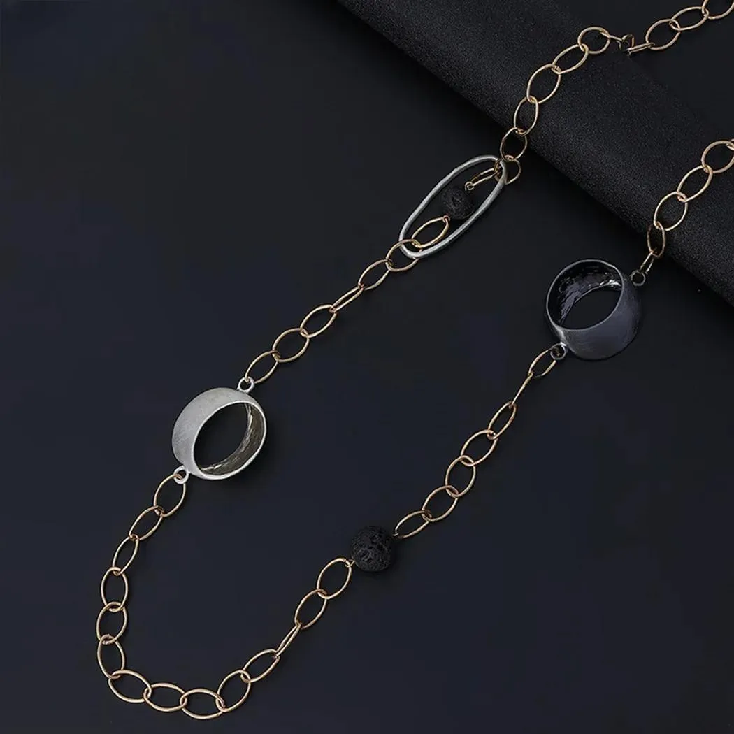 Vintage Long Cross Iron Chains Alloy Collares Necklace for Women