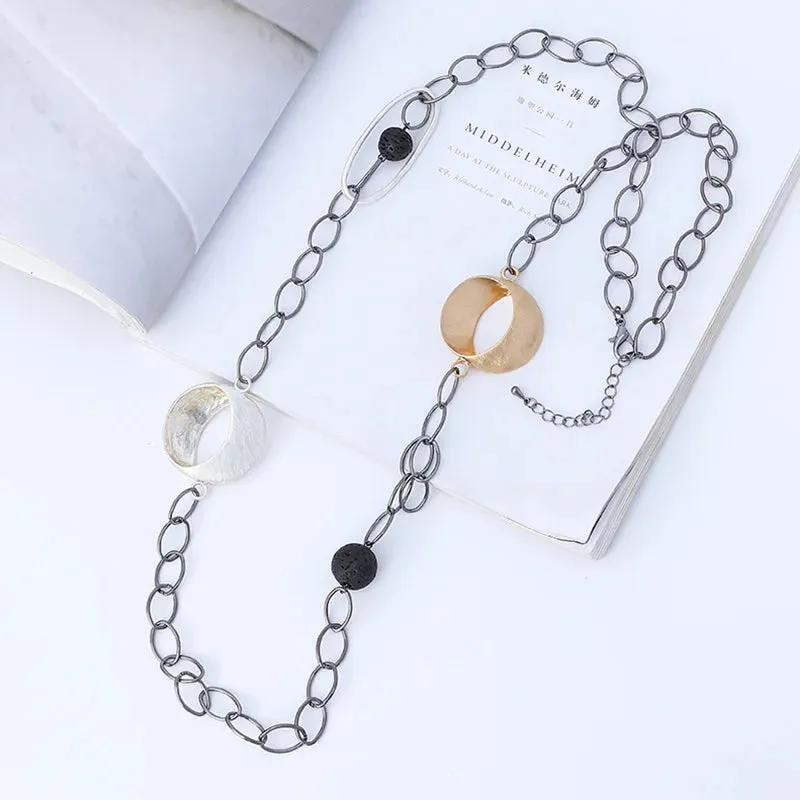 Vintage Long Cross Iron Chains Alloy Collares Necklace for Women
