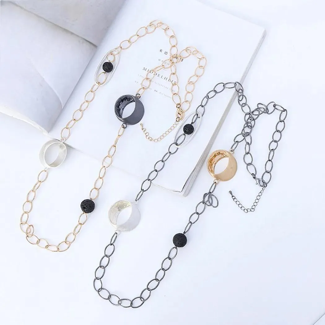 Vintage Long Cross Iron Chains Alloy Collares Necklace for Women