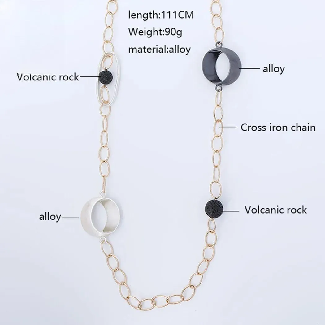 Vintage Long Cross Iron Chains Alloy Collares Necklace for Women