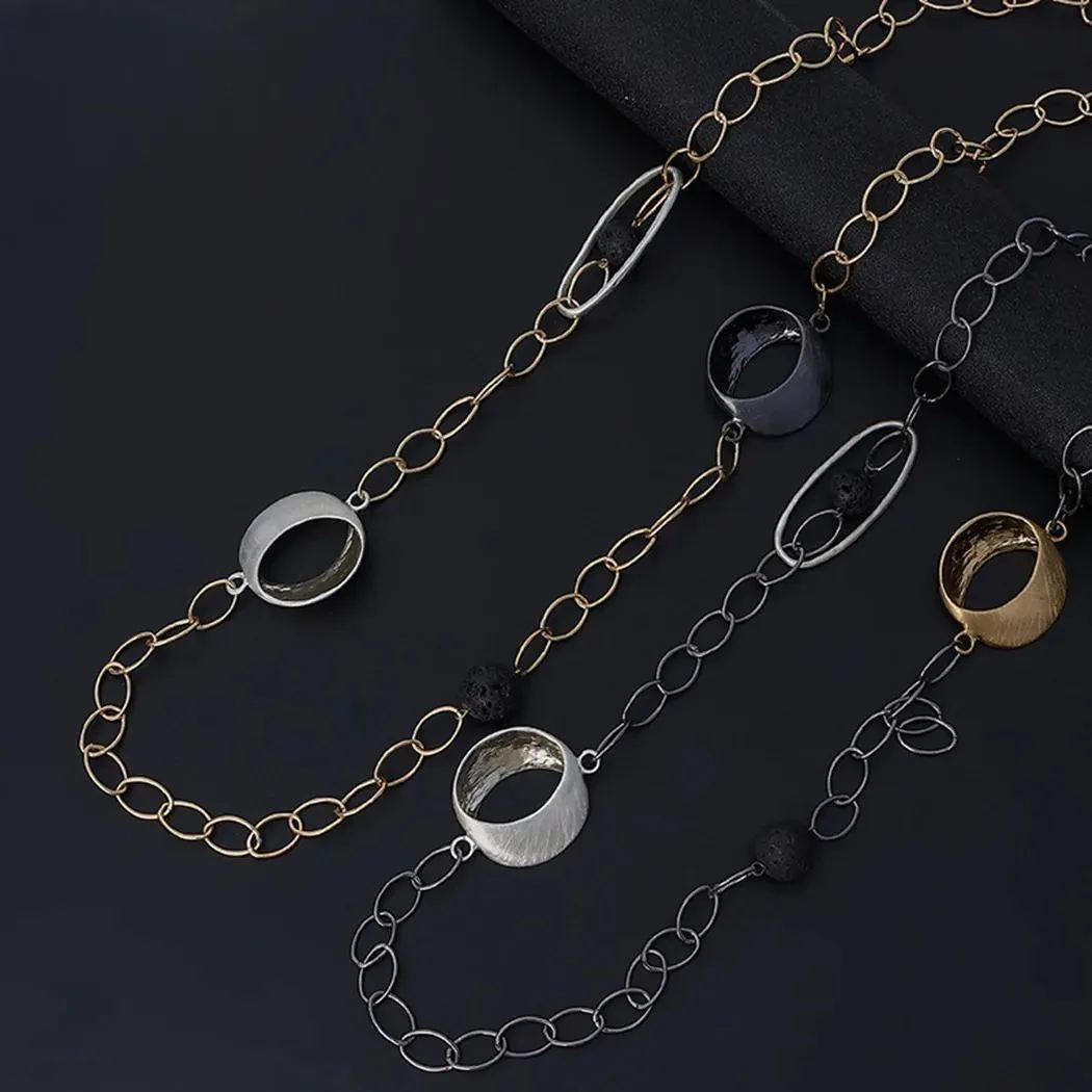 Vintage Long Cross Iron Chains Alloy Collares Necklace for Women