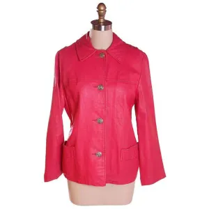Vintage Petal Pink Leather Ladies Jacket 1960S Large 42 Bust