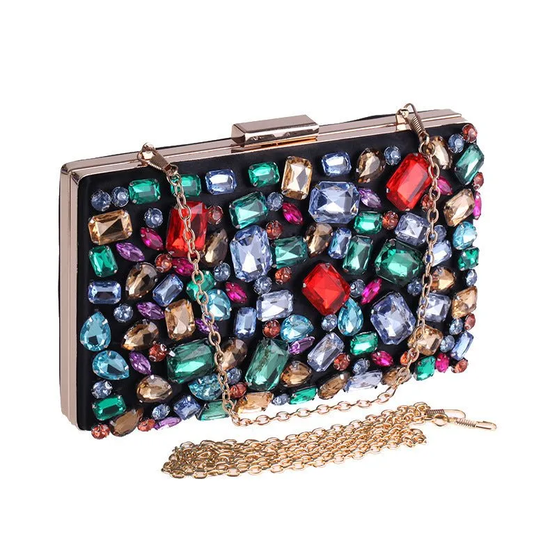 Women's Clutch Bag Wedding Purse Evening Shoulder Bags with Two Chain