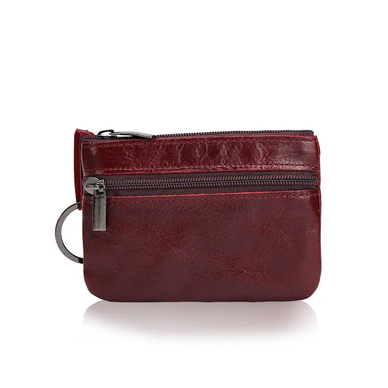Women's Genuine Leather Mini Multifunctional Vintage Zipper Bags