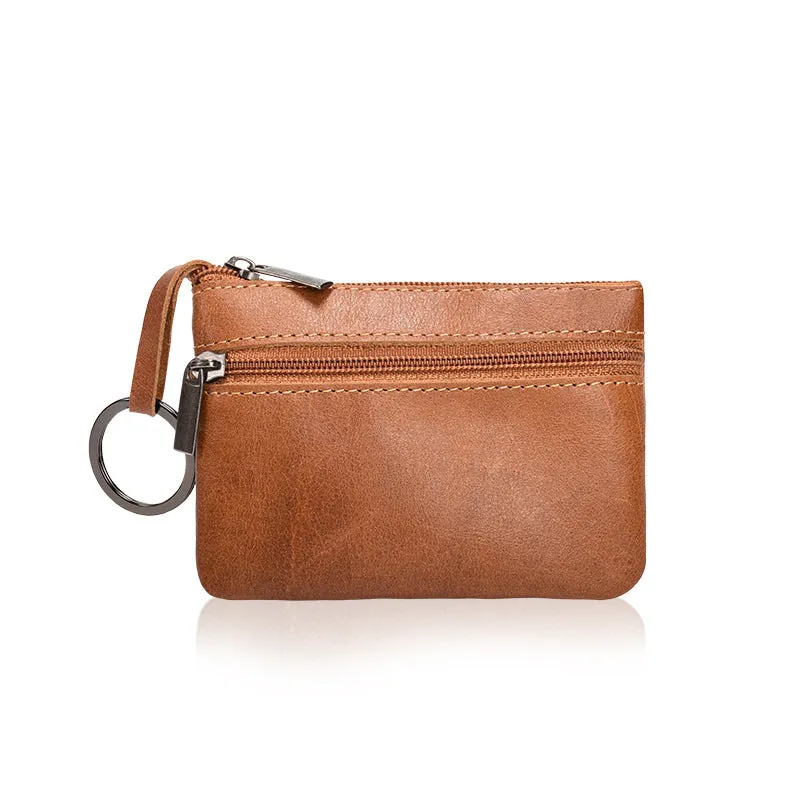 Women's Genuine Leather Mini Multifunctional Vintage Zipper Bags