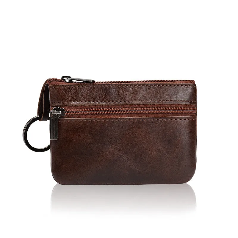 Women's Genuine Leather Mini Multifunctional Vintage Zipper Bags