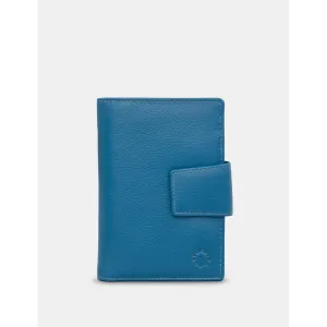 Yoshi Anson Zip Round Petrol Blue Leather Purse with Tab
