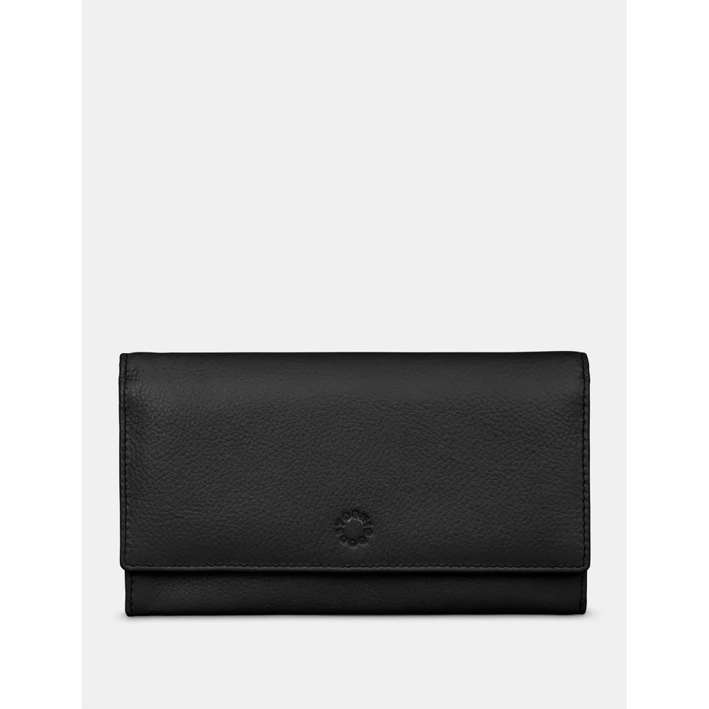 Yoshi Hudson Flap Over Black Leather Purse