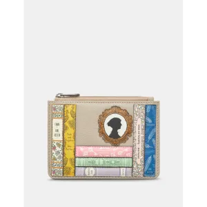 Yoshi Jane Austen Bookworm Zip Top Warm Grey Leather Purse