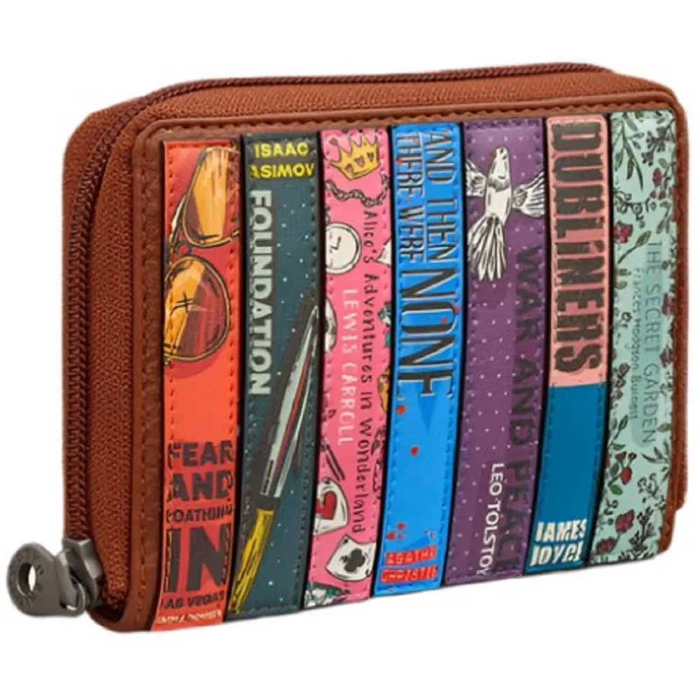 Yoshi Vegan Leather Bookworm Brown Compact Zip Round Purse