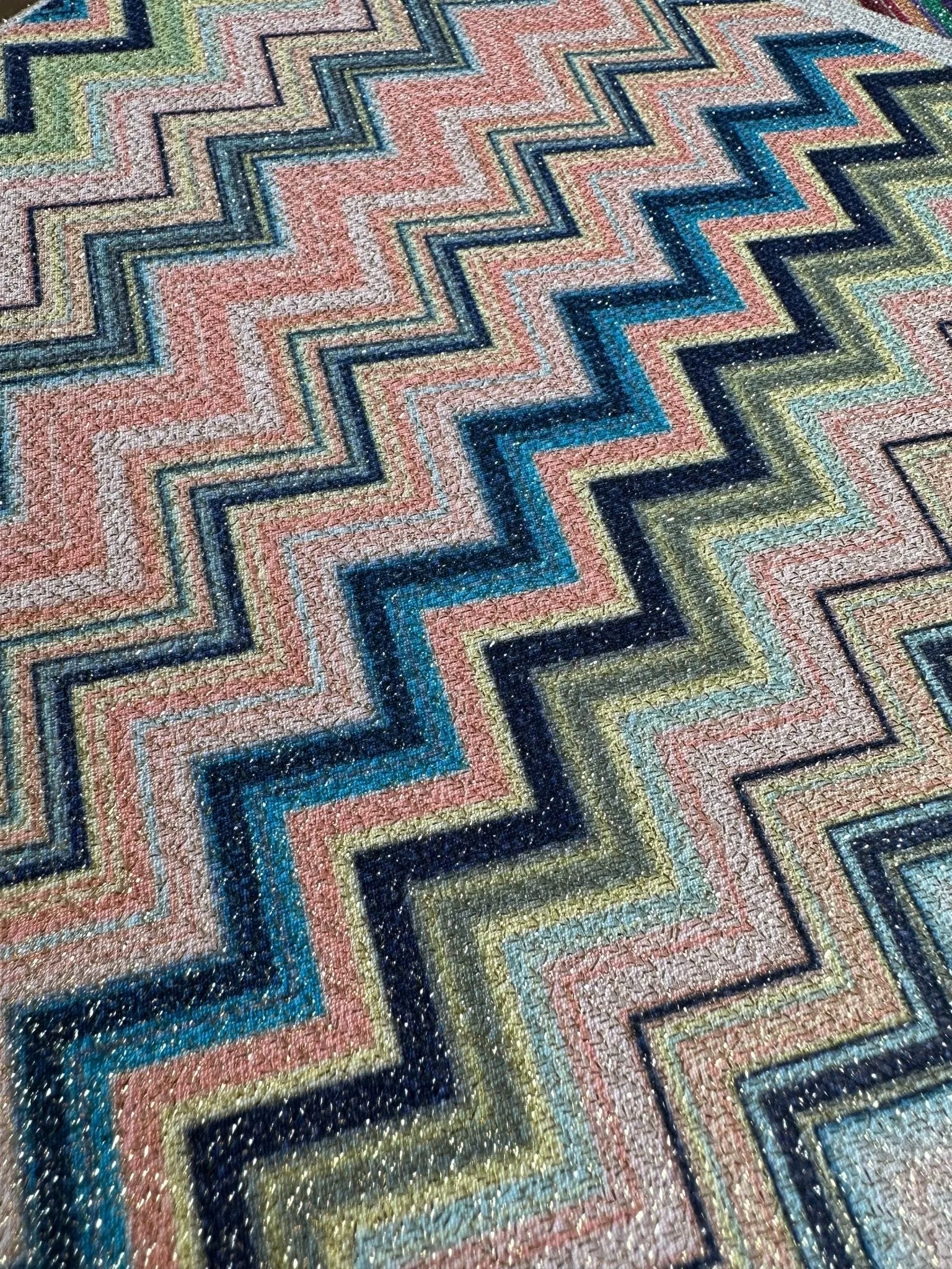 Zigzag Knit Fabric - Lurex 4-Way Stretch Material